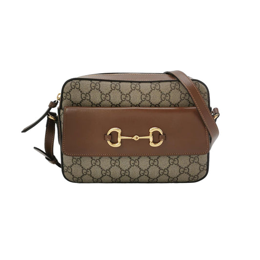 Preloved Gucci 1955 Small GG Canvas and Leather Camera Bag with Horsebit Detail 250412781144839