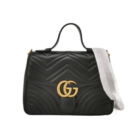 Preloved Gucci GG Marmont Small Leather V-stitch Quilted GG Logo Crossbody Bag 250328781124744