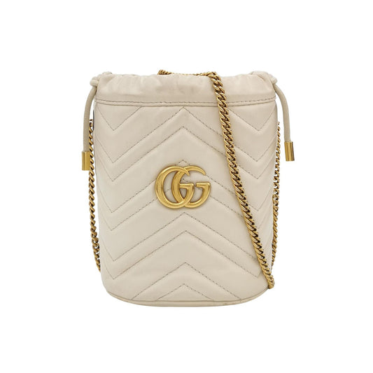 Preloved Gucci GG Marmont Mini Leather V-Stitch Quilted Double G Bucket Crossbody Bag 037852200190