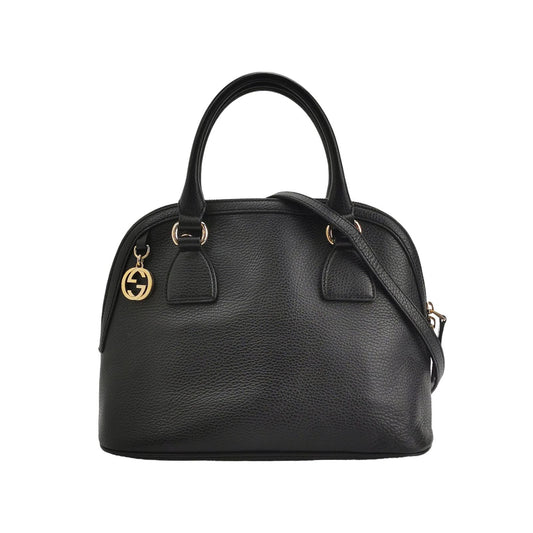 Preloved Gucci Leather Solid Pattern Crossbody Bag with Logo Charm 250319781111276