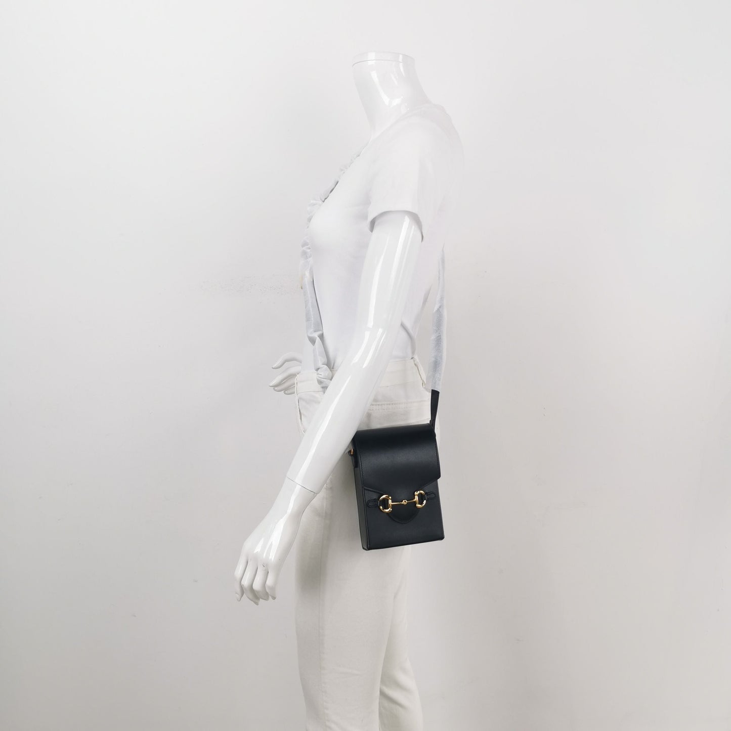 Preloved Gucci 1955 Mini Leather Solid Horsebit Phone Crossbody Bag 017851400136