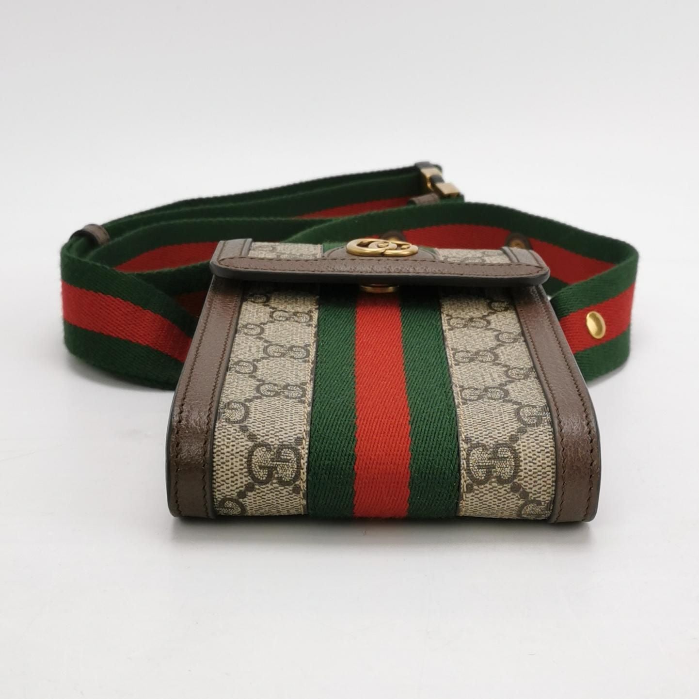 Preloved Gucci Ophidia Leather Canvas GG Stripe Combination Crossbody Bag 250103781008786