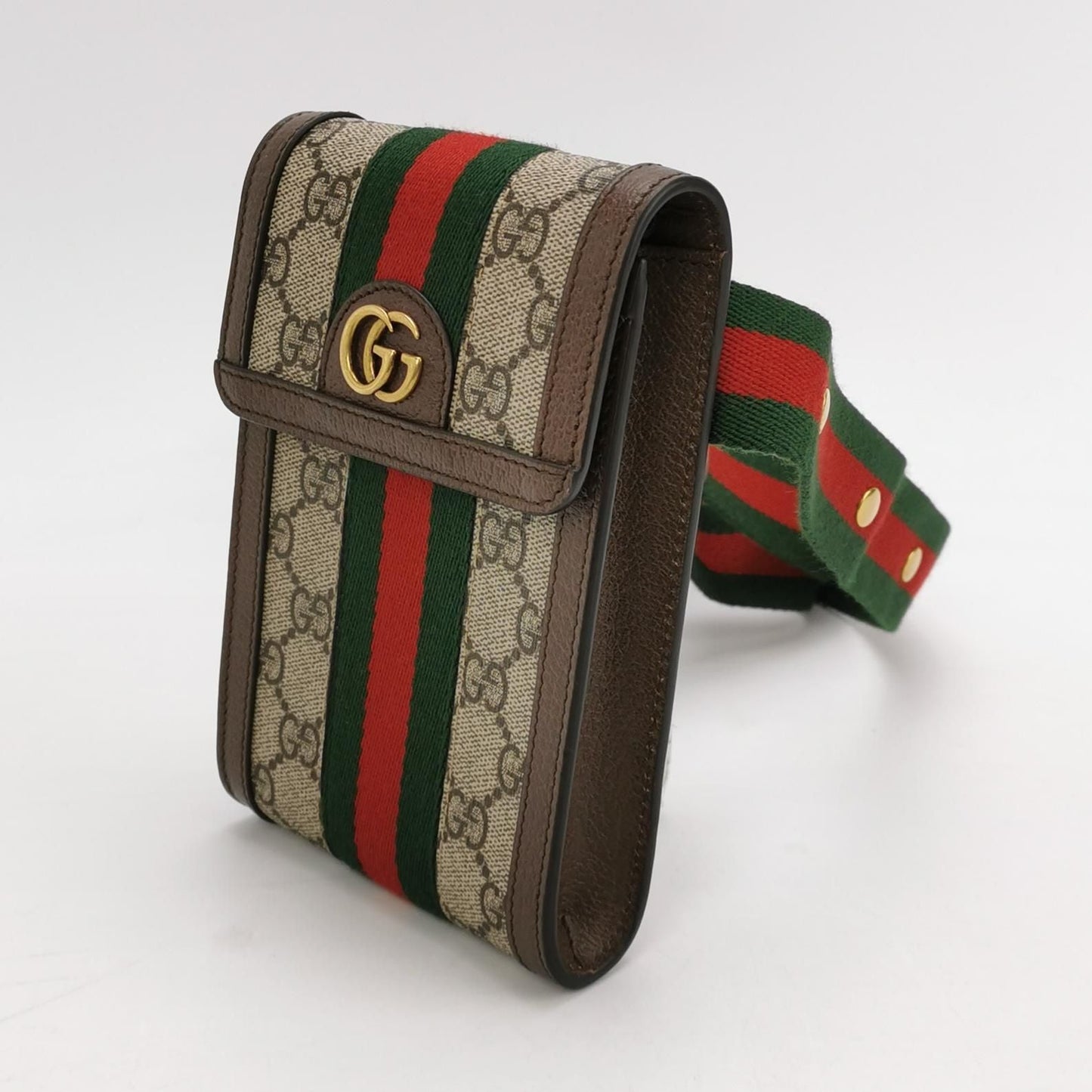 Preloved Gucci Ophidia Leather Canvas GG Stripe Combination Crossbody Bag 250103781008786