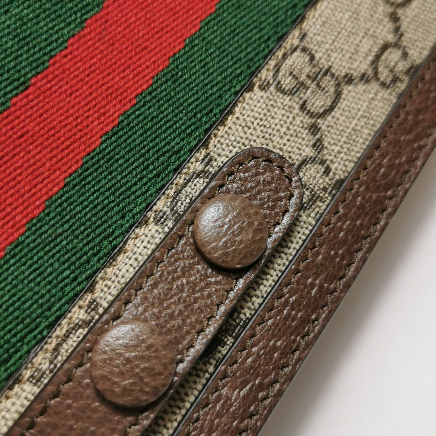 Preloved Gucci Ophidia Leather Canvas GG Stripe Combination Crossbody Bag 250103781008786