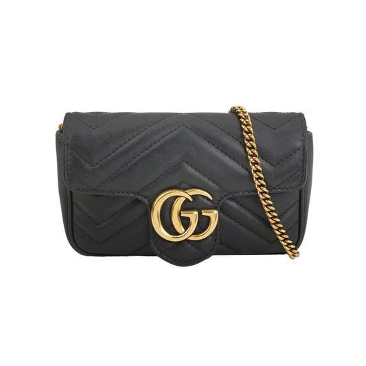 Preloved Gucci GG Marmont Mini Leather V-stitch GG Logo Flap Crossbody Bag 250112781022197