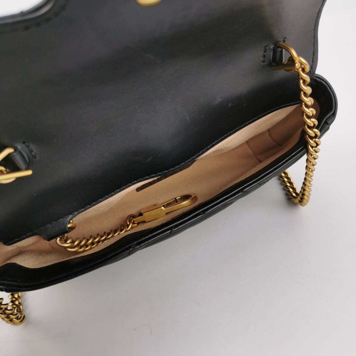 Preloved Gucci GG Marmont Mini Leather V-stitch GG Logo Flap Crossbody Bag 250112781022197