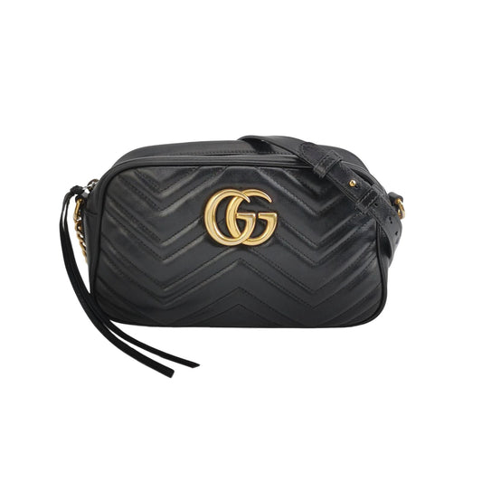 Preloved Gucci GG Marmont Small Leather V-stitch Quilted GG Logo Camera Crossbody Shoulder Bag 250529781212610