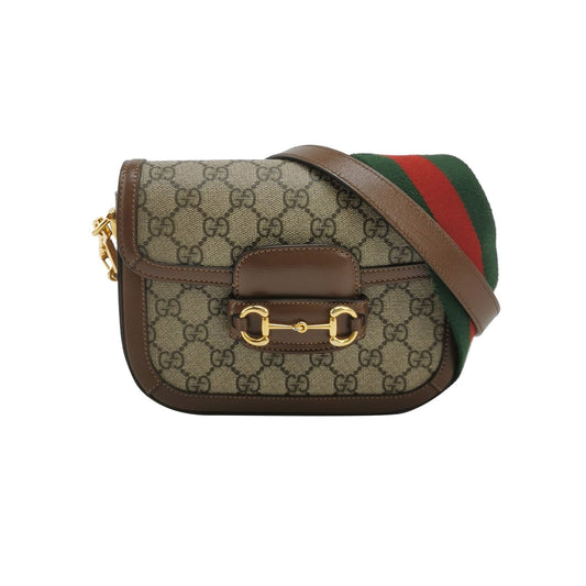 Preloved Gucci 1955 Mini Leather Canvas GG Monogram Horsebit Flap Crossbody Bag 250429781171604