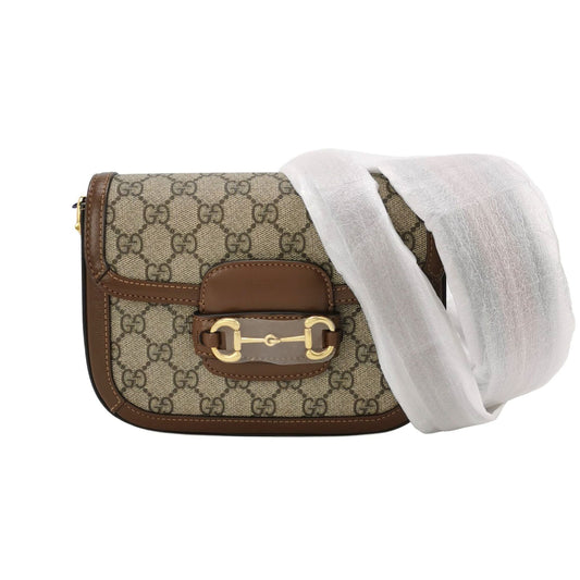 Preloved Gucci 1955 Mini GG Supreme Horsebit Shoulder Bag 250423781161345