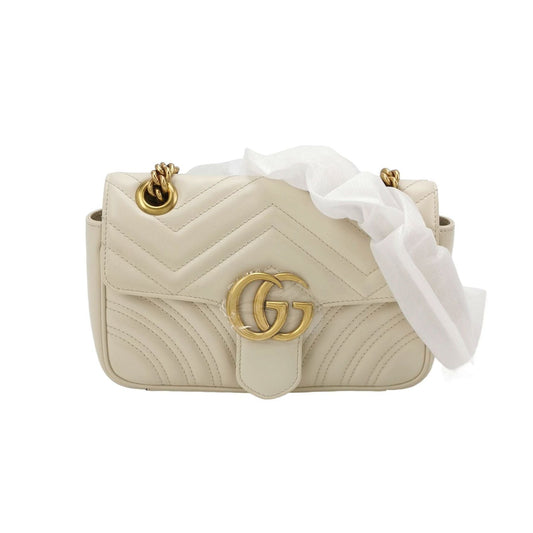 Preloved Gucci GG Marmont Mini Leather V-Stitch Double G Logo Flap Shoulder Bag 250606781225341