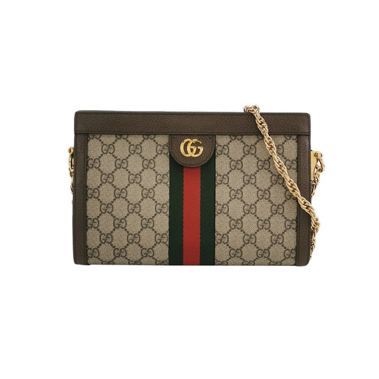 Preloved Gucci Ophidia Small Leather Canvas GG Monogram Stripes Double G Crossbody Shoulder Bag 067850800135