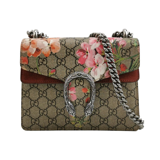 Preloved Gucci Dionysus Mini Bag in Suede with Floral Print and Double Tiger Head Clasp 250603781221398