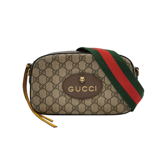 Preloved Gucci Neo Vintage GG Monogram Tiger Head Logo Crossbody Shoulder Bag 067850500952
