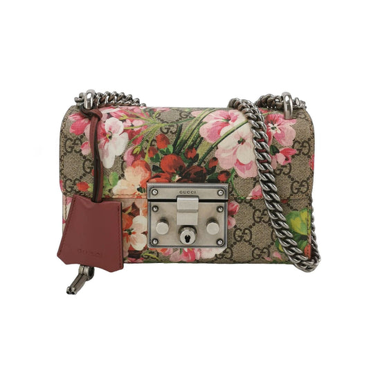 Preloved Gucci Padlock Small Leather Geranium Print Lock Shoulder Bag 250604781221864