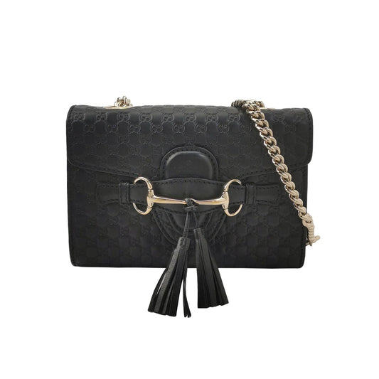 Preloved Gucci Emily Mini Signature Embossed Tassel Horsebit Crossbody Shoulder Bag 250602781218710