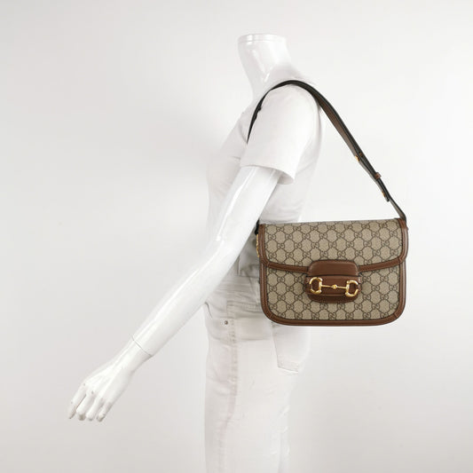 Preloved Gucci 1955 Small GG Canvas and Leather Shoulder Bag 250603781221382