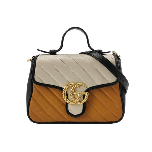 Preloved Gucci GG Marmont Mini Leather Quilted GG Logo Crossbody Shoulder Bag 250602781219855