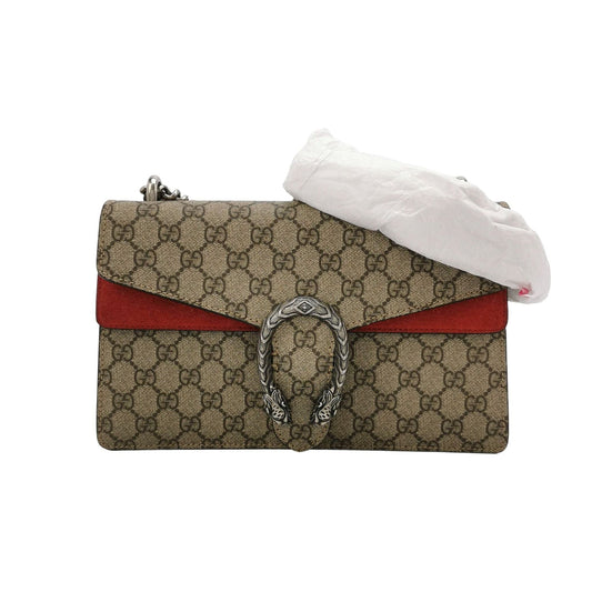 Preloved Gucci Dionysus Small GG Supreme Suede Shoulder Bag with Double Tiger Head Buckle 250603781220985