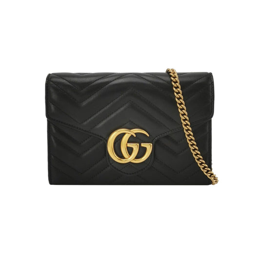 Preloved Gucci GG Marmont Mini Leather V-stitch Quilted Double G Logo Envelope Crossbody Shoulder Bag 250601781218197
