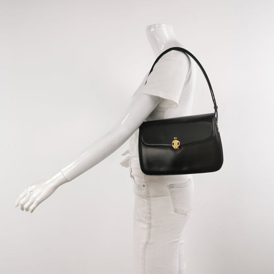 Preloved Gucci Leather Solid Metal Logo Vintage Shoulder Bag 250608781228532