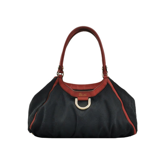 Preloved Gucci Abbey Leather and Canvas Shoulder Bag 250416781151802