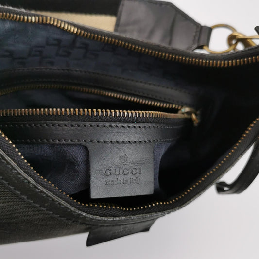 Preloved Gucci Leather Canvas Shoulder Bag 250210781057136