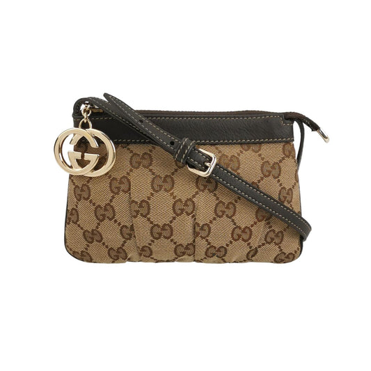 Preloved Gucci Interlocking G Leather and Canvas Shoulder Bag 250212781059654