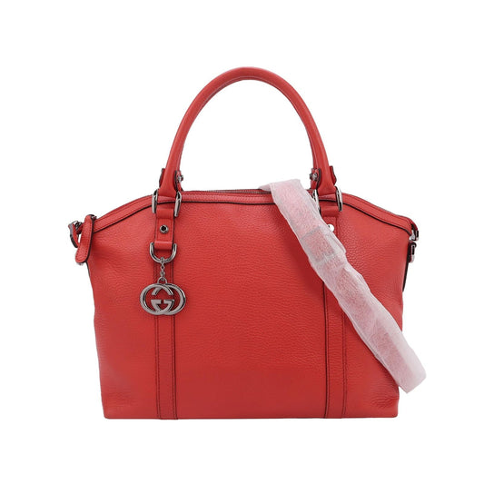 Preloved Gucci Leather Solid GG Decor Zip Crossbody Shoulder Bag 250116781028231