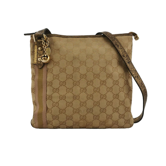Preloved Gucci GG Canvas and Leather Studded Zip Shoulder Bag 24121178979390