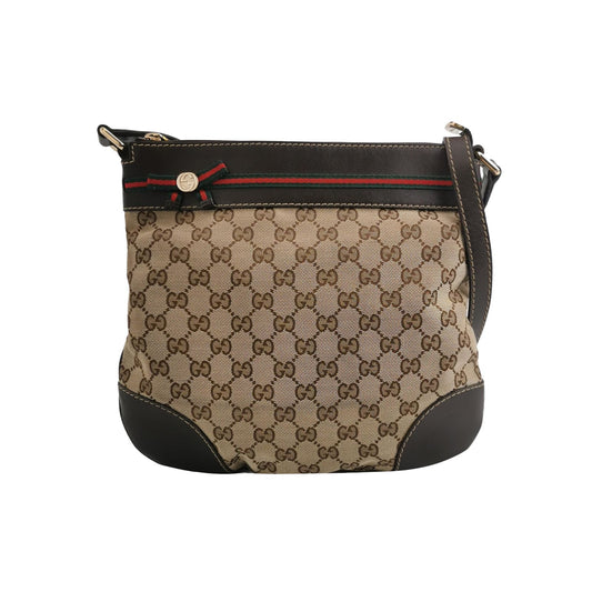 Preloved Gucci Mayfair Leather and Canvas GG Monogram Satin Ribbon Shoulder Bag 24121378981104