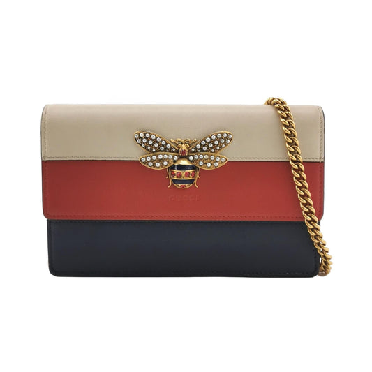 Preloved Gucci Queen Margaret Mini Leather Crossbody Bag with Pearl and Bee Detail 127840600134