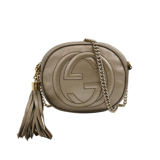 Preloved Gucci Soho Leather Solid Double G Camera Crossbody Bag 250704781265378
