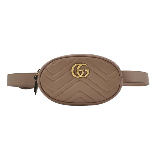 Preloved Gucci GG Marmont Leather Quilted Double G Logo Waist Bag Chest Bag 250529781212734