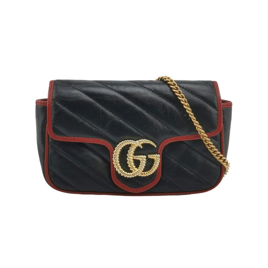 Preloved Gucci GG Marmont Mini Leather Crossbody Bag with Contrast Trim 250516781194361