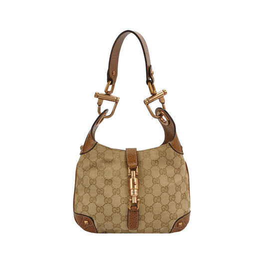 Preloved Gucci Jackie Leather Canvas GG Monogram Shoulder Bag 057851700215