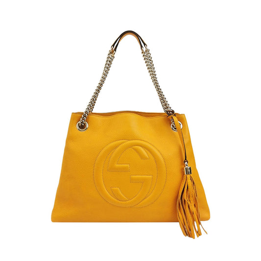 Preloved Gucci Soho Large Leather Solid Pattern GG Tote Shoulder Bag 250512781189195