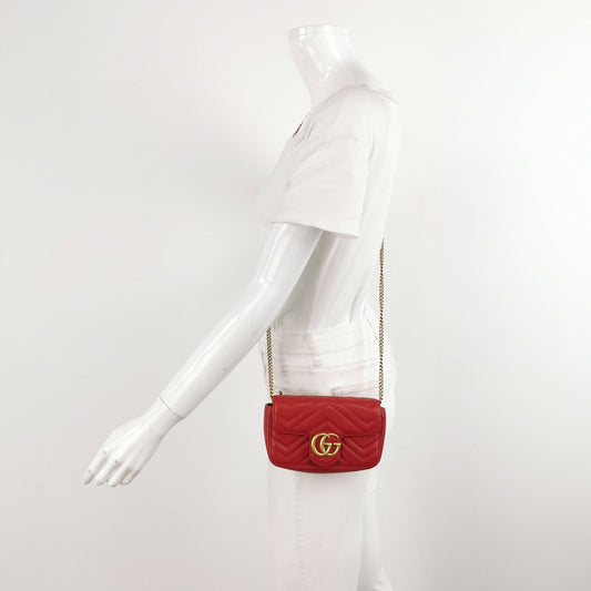 Preloved Gucci GG Marmont Mini Leather V-stitch Double G Logo Flap Crossbody Shoulder Bag 250512781189630