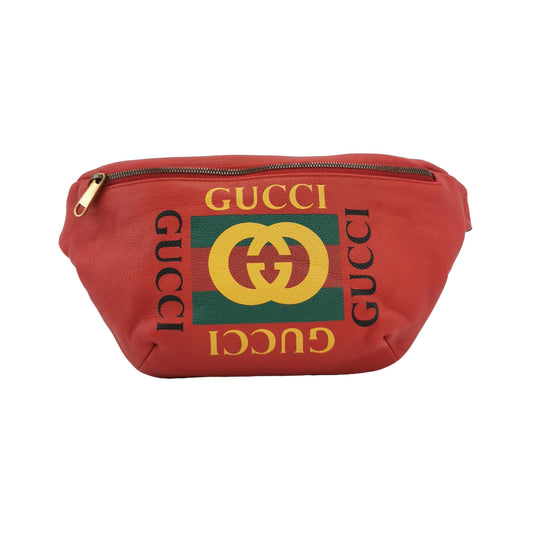 Preloved Gucci Print Leather Waist Bag Chest Bag 047841500648