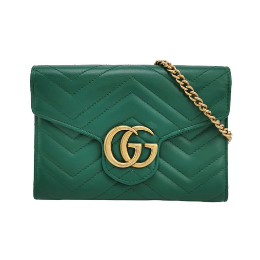 Preloved Gucci GG Marmont Mini Leather Solid GG Logo Envelope Crossbody Shoulder Bag 250712781276162