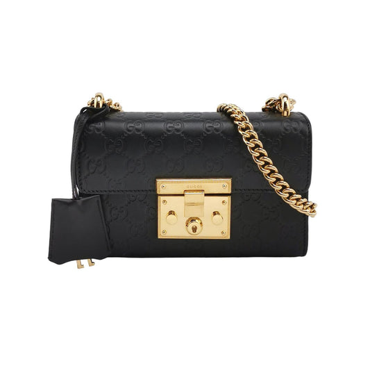 Preloved Gucci Padlock Small Leather Shoulder Bag with Signature Embossed Lock 250712781276344