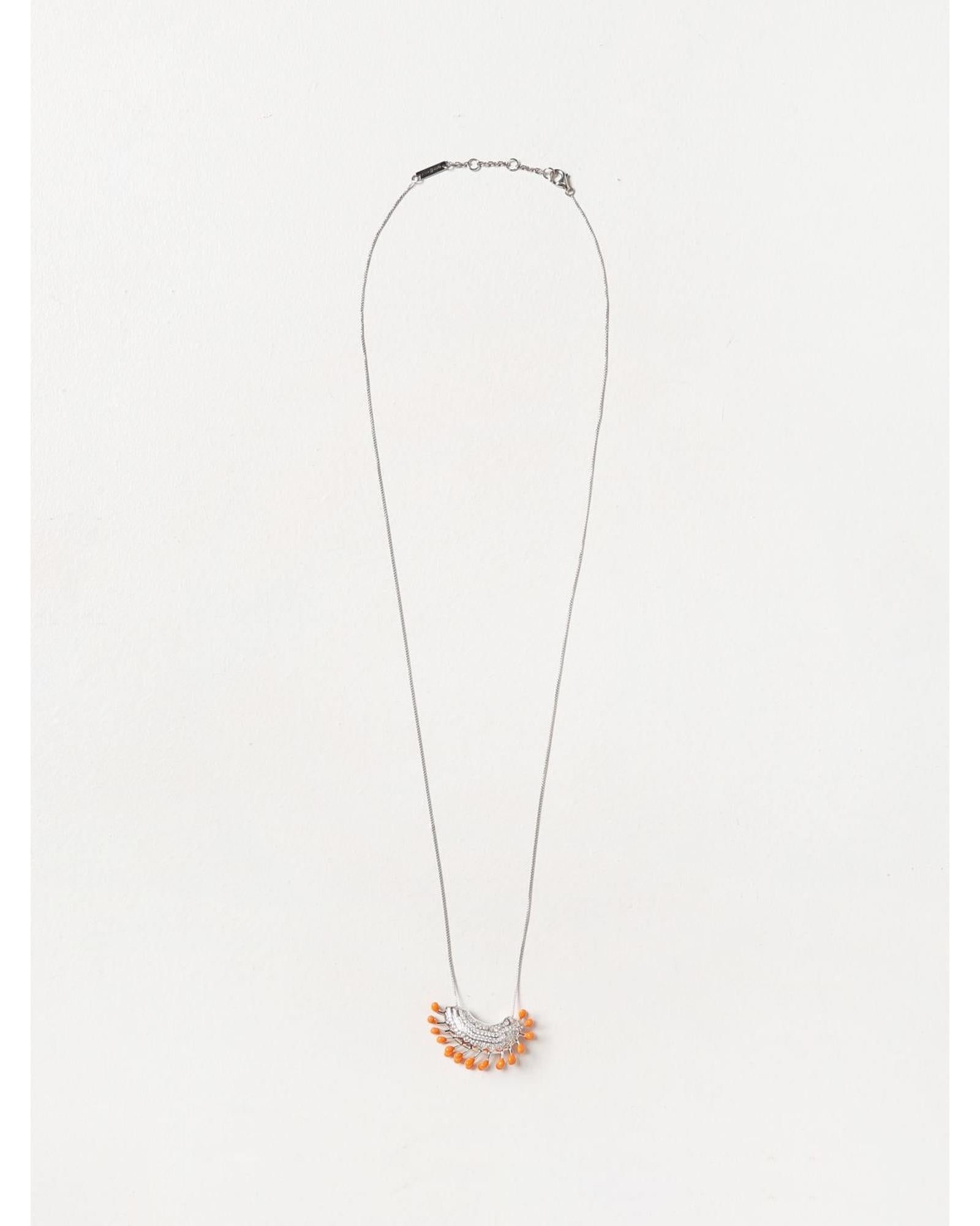 Bottega Veneta Orange Enamel Silver Pendant Necklace Women Tangerine Jewelry Tangerine