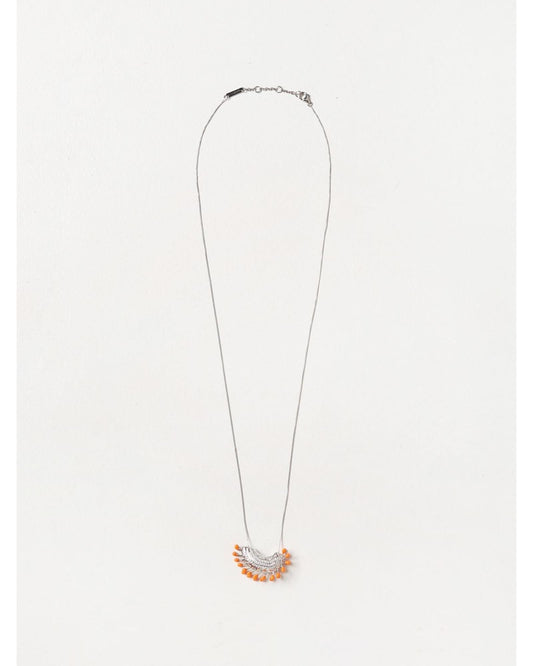 Bottega Veneta Orange Enamel Silver Pendant Necklace Women Tangerine Jewelry Tangerine