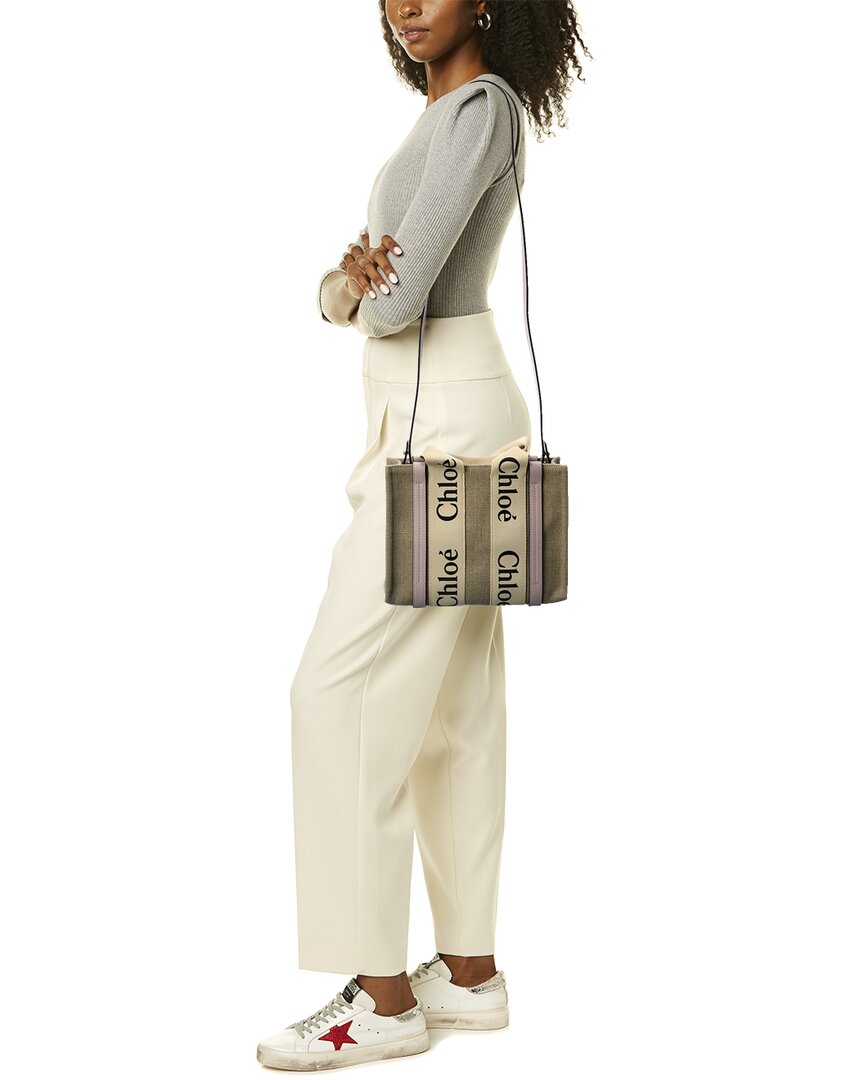 Chloe Woody Small Canvas & Leather Tote