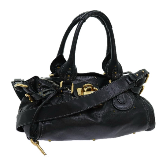 Chloe Paddington Hand Bag Leather 2way Black 70392
