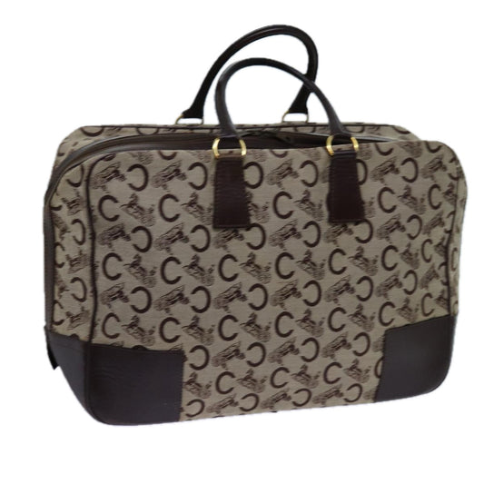 CELINE C Macadam Canvas Boston Bag Beige Auth 71548