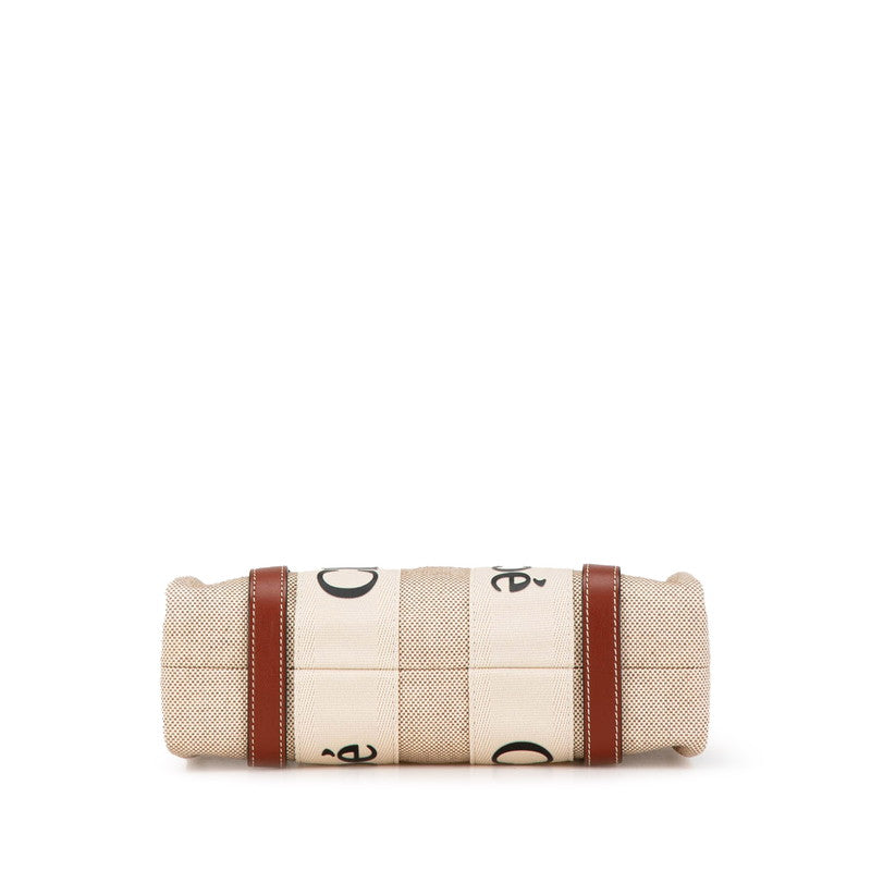Chloe Woody Small Canvas Leather Handbag