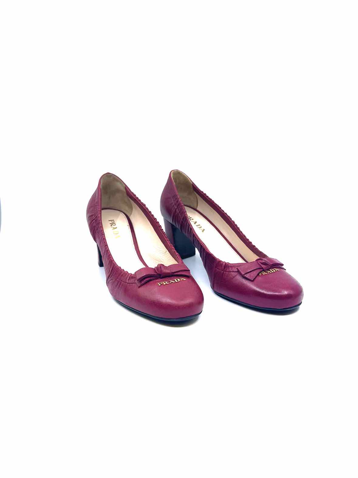 PRADA Size 8.5 Maroon Leather Pumps