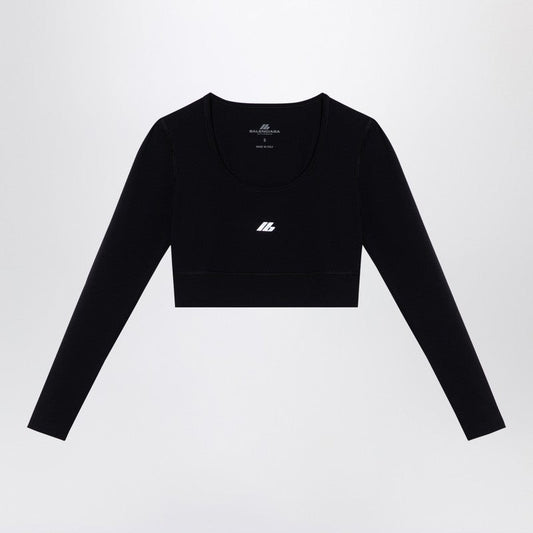 Balenciaga Black Activewear Top In Matt Nylon Blend Women