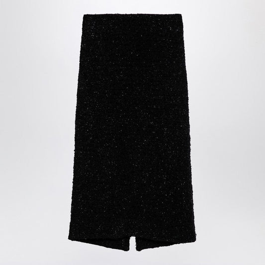 Balenciaga Black Tweed Midi Skirt Women