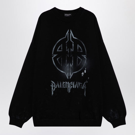 Balenciaga Black Cotton Blend Jumper With Print Men